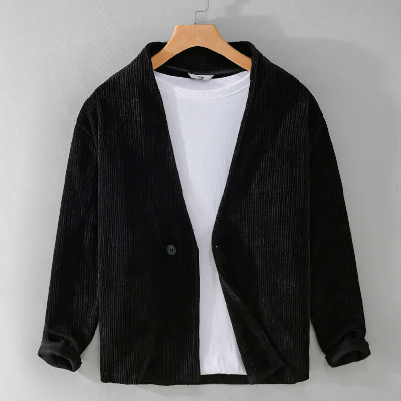 Veste homme à manches longues et col en V avec motif Buddha Stones Commute, simple et côtelé - image 14