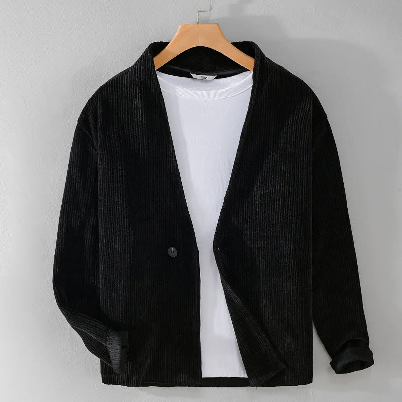 Veste homme à manches longues et col en V avec motif Buddha Stones Commute, simple et côtelé - Noir - US/UK/AU42，EU52 (3XL) - image 13