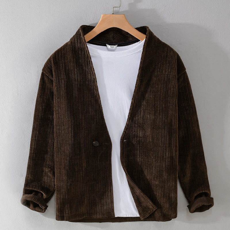 Veste homme à manches longues et col en V avec motif Buddha Stones Commute, simple et côtelé - image 8