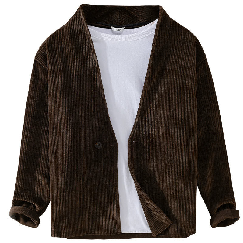 Veste homme à manches longues et col en V avec motif Buddha Stones Commute, simple et côtelé - image 12