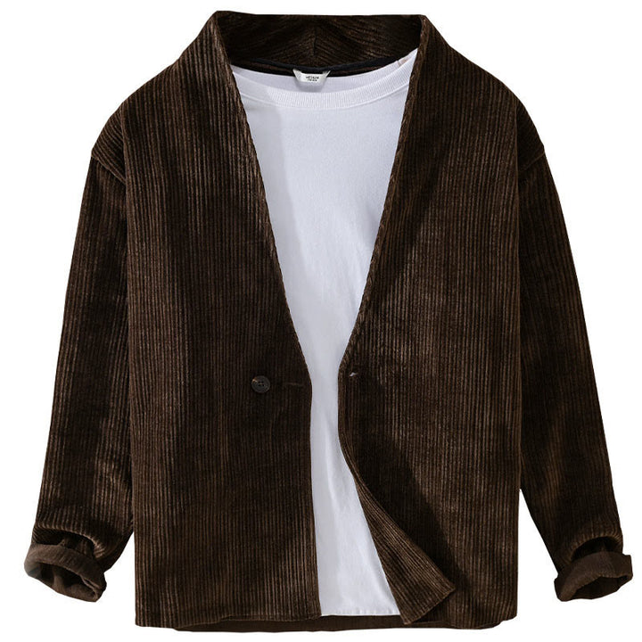 Veste homme à manches longues et col en V avec motif Buddha Stones Commute, simple et côtelé - image 12