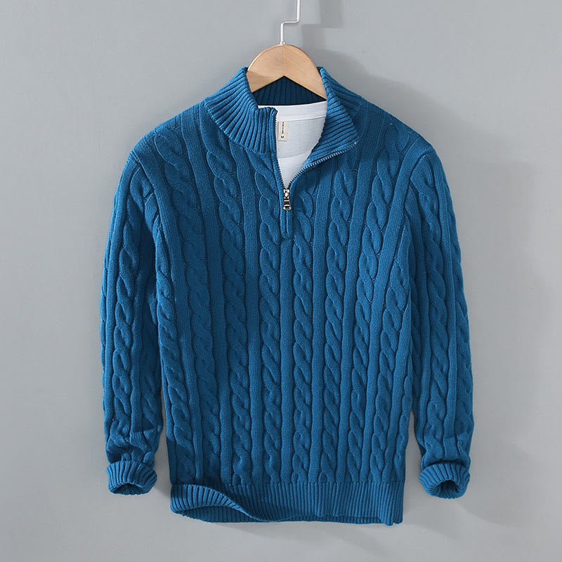 Pull en coton à manches longues et col montant pour homme, texturé et zippé, motif Buddha Stones - Bleu acier - US/UK/AU42，EU52 (3XL) - image 14