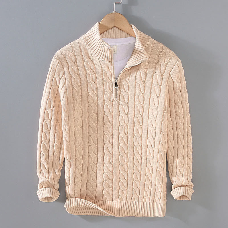 Pull en coton à manches longues et col montant pour homme, texturé et zippé, motif Buddha Stones - Chiffon au citron - US/UK/AU42，EU52 (3XL) - image 4