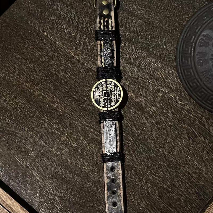 Bracelet de montre en cuir avec Buddha Stones et fantômes de la montagne Pixiu  - image 8