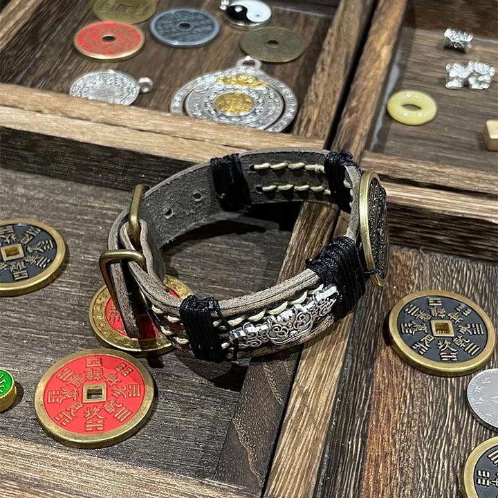 Bracelet de montre en cuir avec Buddha Stones et fantômes de la montagne Pixiu  - image 5