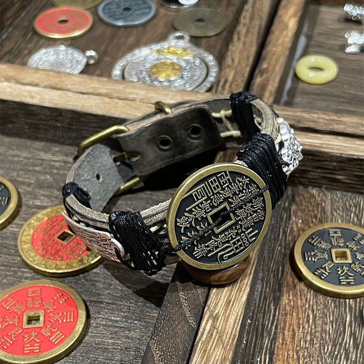 Bracelet de montre en cuir avec Buddha Stones et fantômes de la montagne Pixiu  - image 2