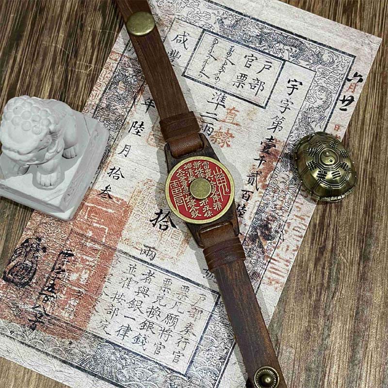 Bracelet de montre en cuir avec Buddha Stones et fantômes de la montagne de cinabre  - image 3