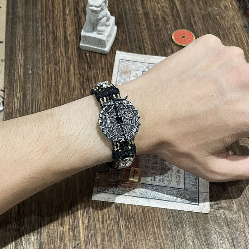 Bracelet de montre en cuir avec Buddha Stones, dragon, Pixiu, fantômes de la montagne, dépensez de l'argent, porte-bonheur  - image 3