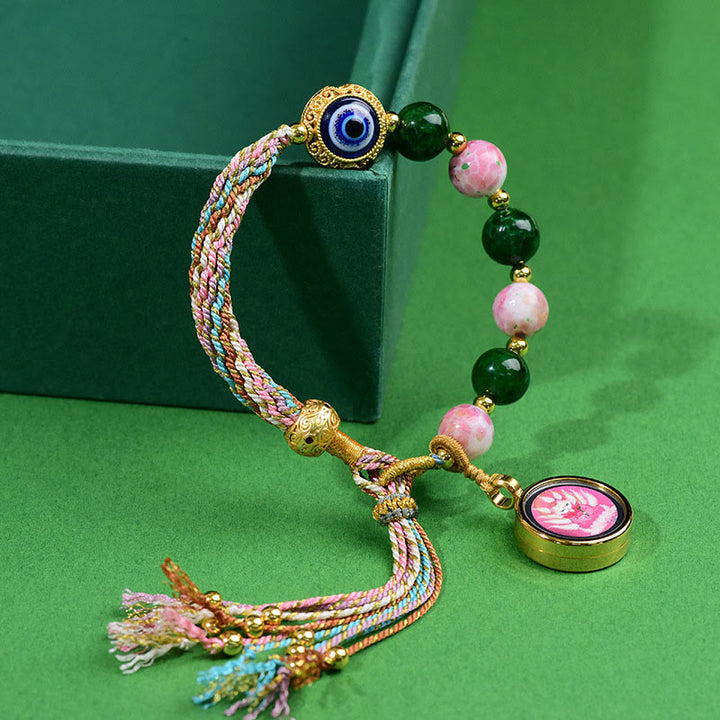 Bracelet en fil de Buddha Stones tibétain mauvais œil renard à neuf queues Thangka éloigne les mauvais esprits - Thangka du renard à neuf queues (circonférence du poignet : 15-23 cm) - image 0