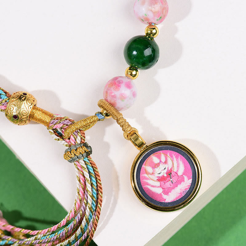 Bracelet en fil de Buddha Stones tibétain mauvais œil renard à neuf queues Thangka éloigne les mauvais esprits - image 11