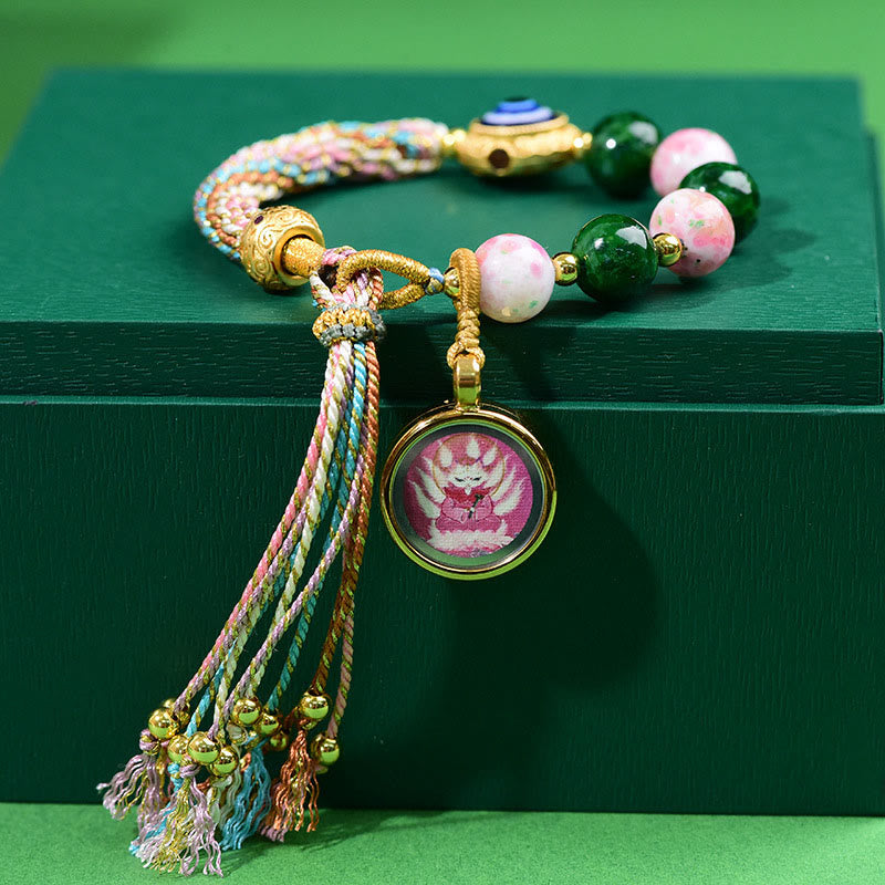Bracelet en fil de Buddha Stones tibétain mauvais œil renard à neuf queues Thangka éloigne les mauvais esprits - image 3