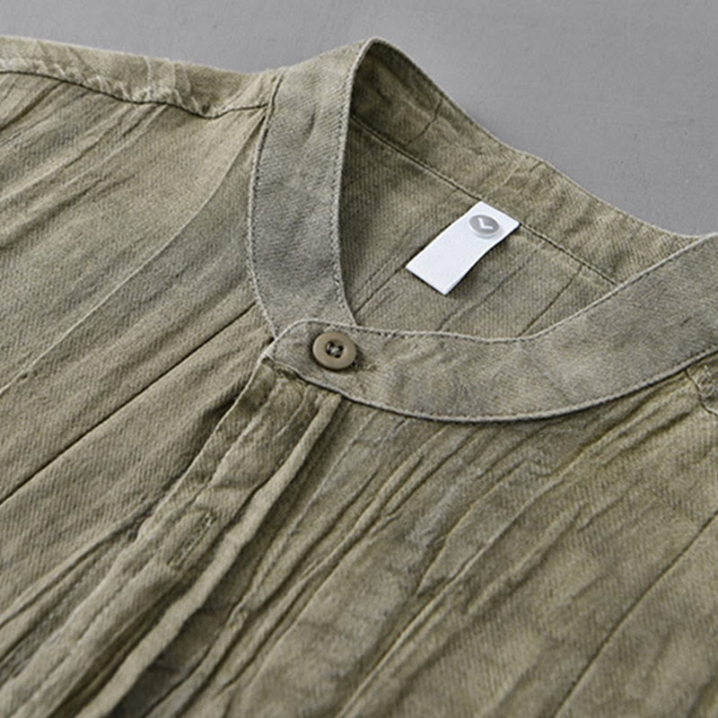 Chemises pour homme en lin ramie à manches longues et plis unis avec Buddha Stones - image 6