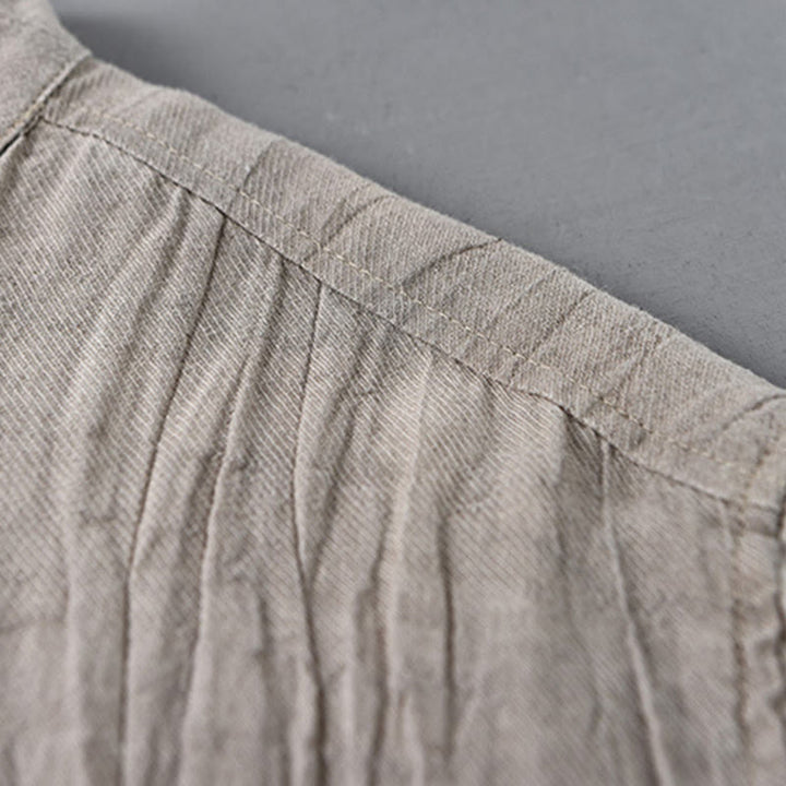 Chemises pour homme en lin ramie à manches longues et plis unis avec Buddha Stones - image 11