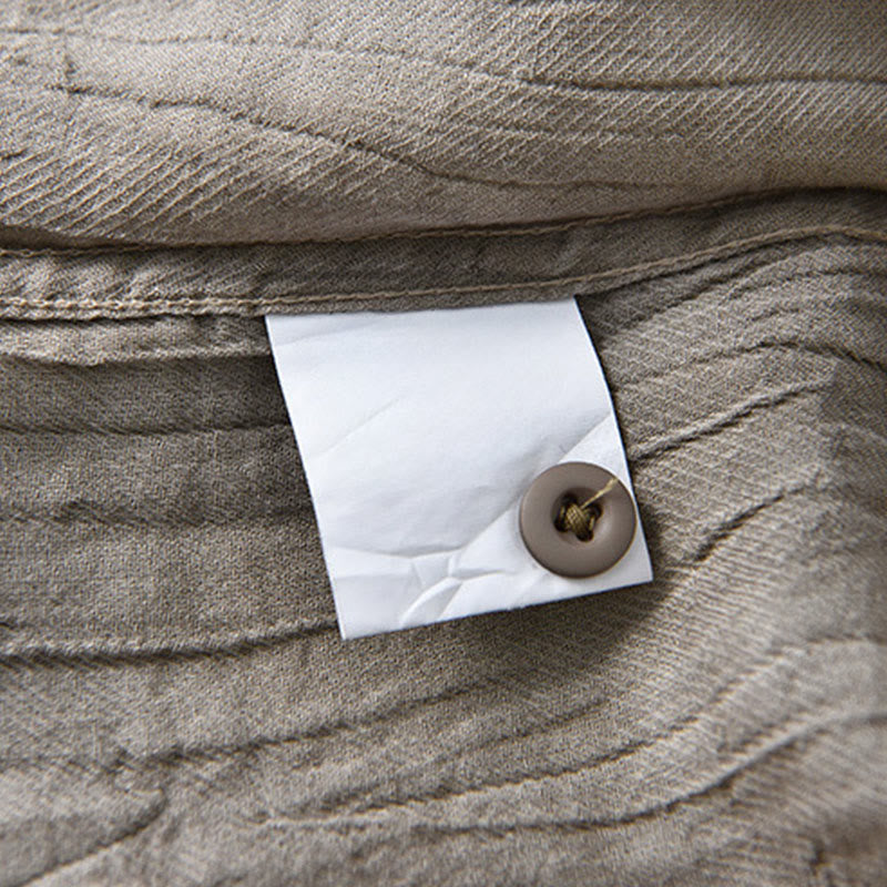 Chemises pour homme en lin ramie à manches longues et plis unis avec Buddha Stones - image 12