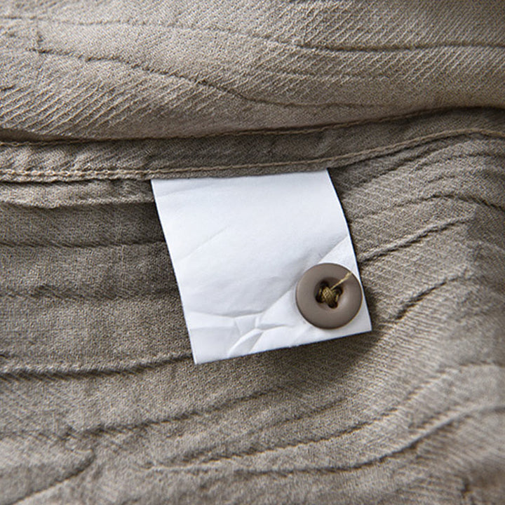 Chemises pour homme en lin ramie à manches longues et plis unis avec Buddha Stones - image 12
