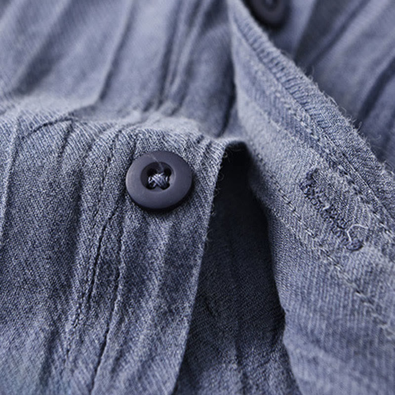 Chemises pour homme en lin ramie à manches longues et plis unis avec Buddha Stones - image 17
