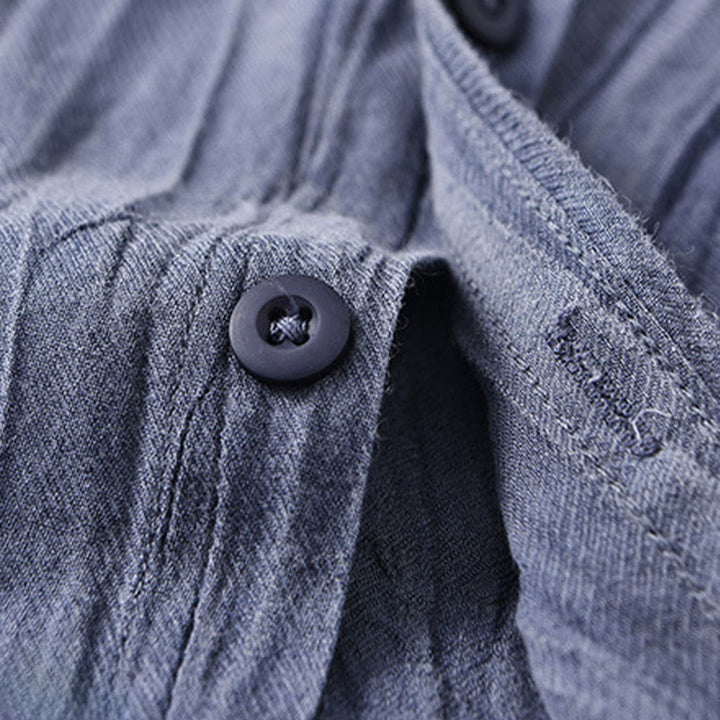 Chemises pour homme en lin ramie à manches longues et plis unis avec Buddha Stones - image 17
