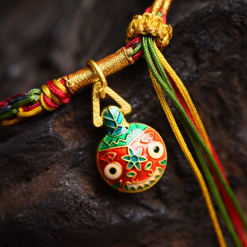 Bracelet tressé coloré en or tibétain avec Buddha Stones et famille de bêtes avaleuses - image 8