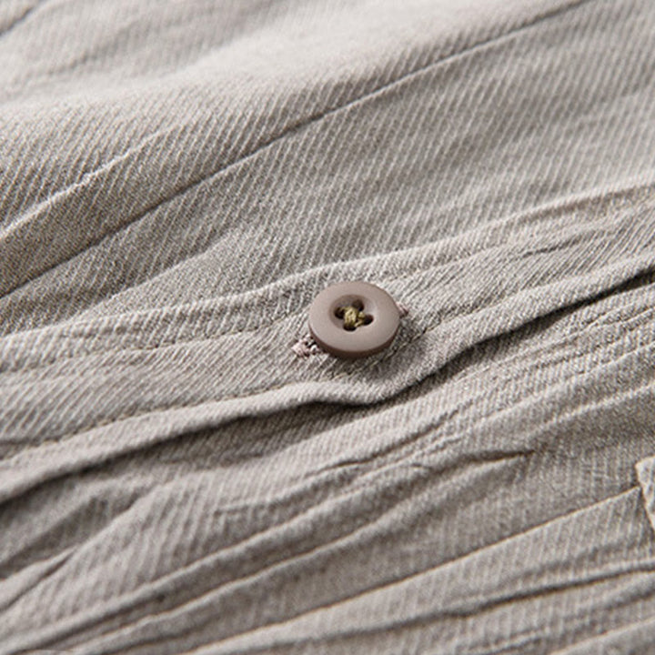 Chemises pour hommes en lin ramie à manches longues et col montant, froissées et boutonnées, motif Buddha Stones - image 15