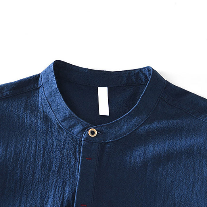 Chemises homme en coton à manches longues et demi-boutons Buddha Stones, couleur unie, printemps-automne - image 17