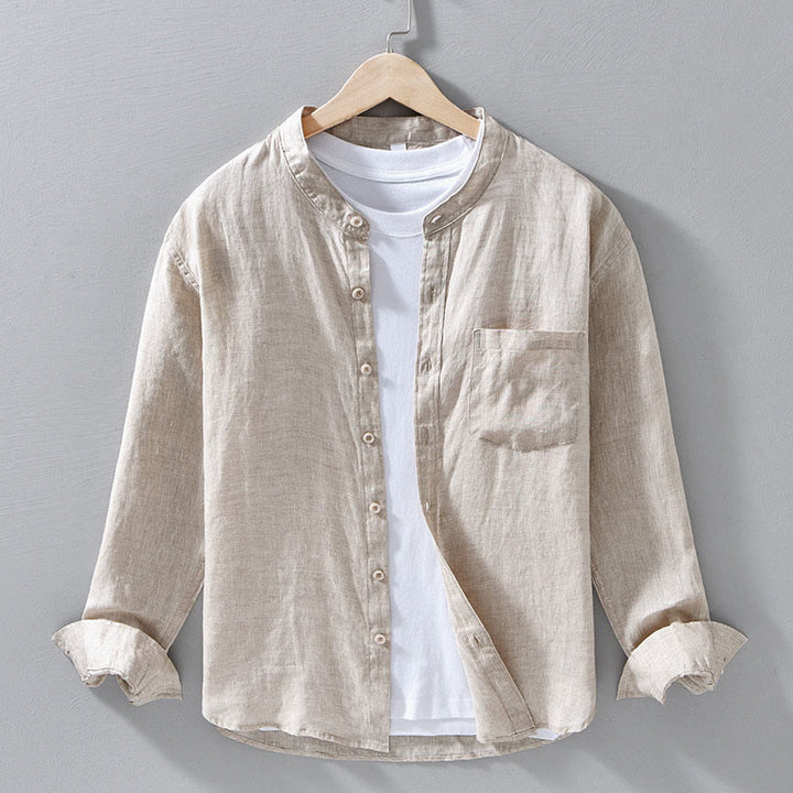 Chemises pour hommes en lin à manches longues et boutons, motif Buddha Stones, simples et d'automne - Lin - US/UK/AU42，EU52 (3XL) - image 0