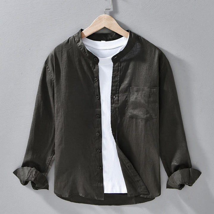 Chemises pour hommes en lin à manches longues et boutons, motif Buddha Stones, simples et d'automne - Gris ardoise foncé - US/UK/AU42，EU52 (3XL) - image 18