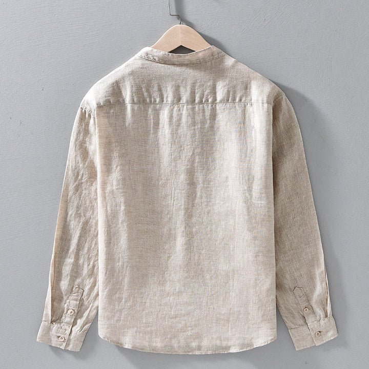 Chemises pour hommes en lin à manches longues et boutons, motif Buddha Stones, simples et d'automne - image 2