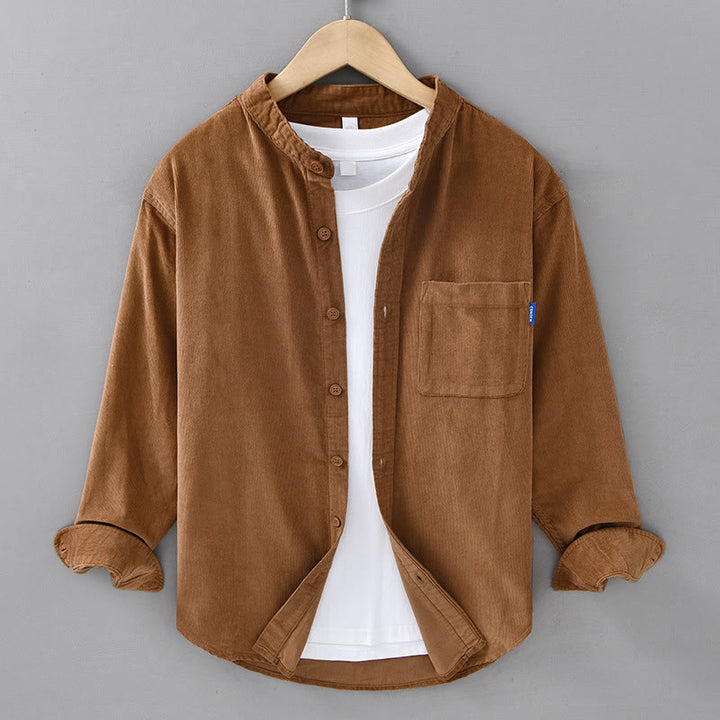 Veste à manches longues pour homme en velours côtelé de coton boutonnée et unie Buddha Stones - Verge d'or - US/UK/AU42，EU52 (3XL) - image 11