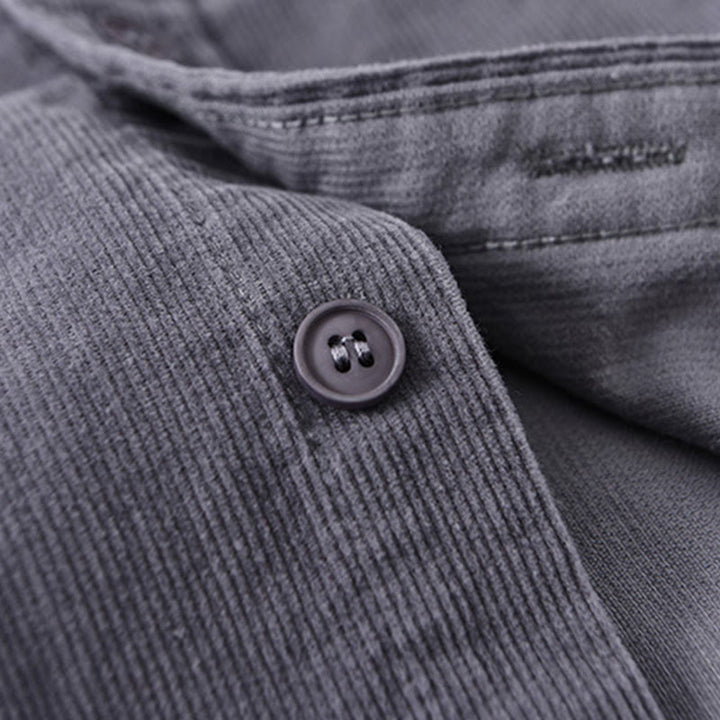 Veste à manches longues pour homme en velours côtelé de coton boutonnée et unie Buddha Stones - image 5