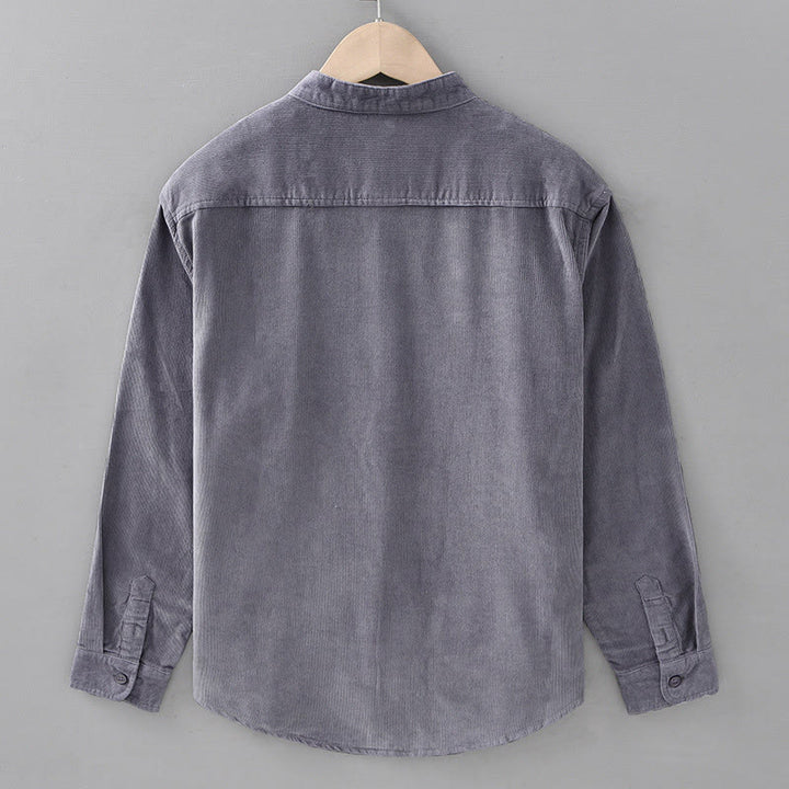 Veste à manches longues pour homme en velours côtelé de coton boutonnée et unie Buddha Stones - image 2