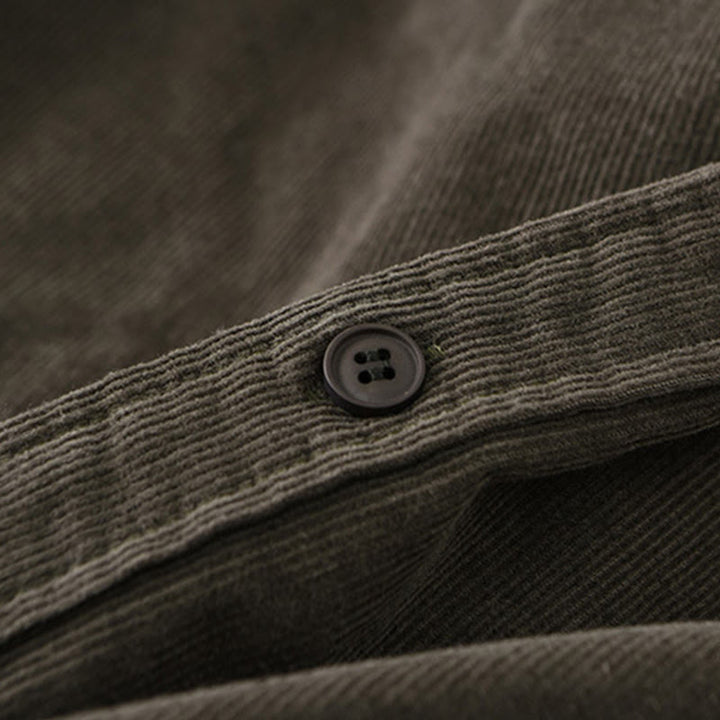 Veste à manches longues pour homme en velours côtelé de coton boutonnée et unie Buddha Stones - image 19