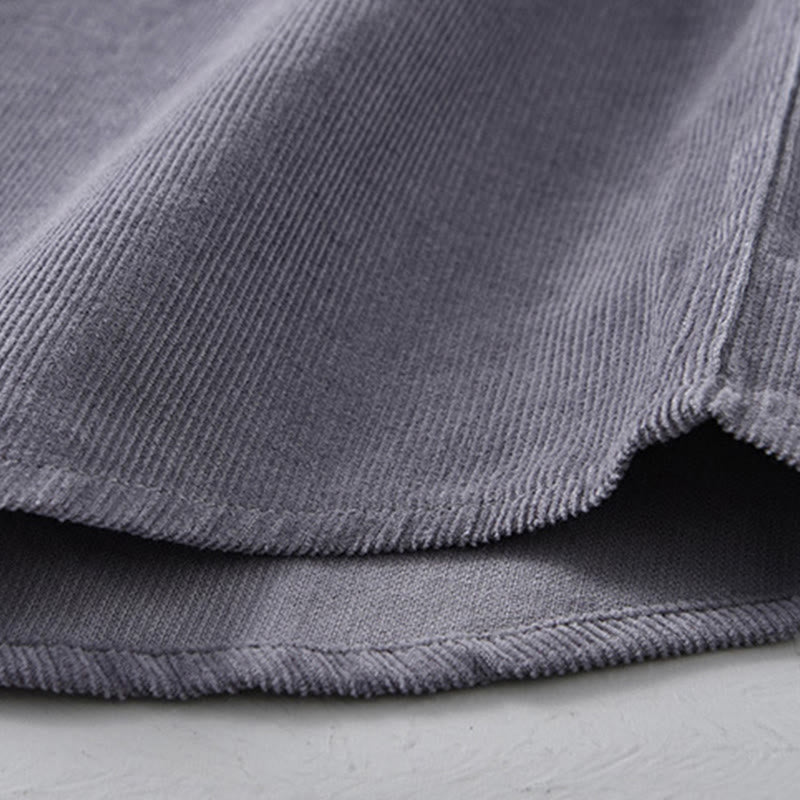 Veste à manches longues pour homme en velours côtelé de coton boutonnée et unie Buddha Stones - image 8