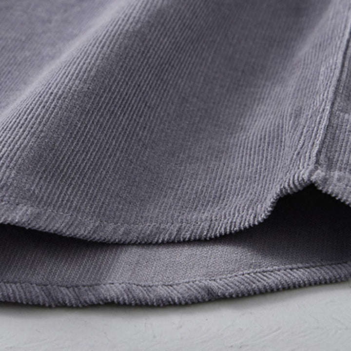 Veste à manches longues pour homme en velours côtelé de coton boutonnée et unie Buddha Stones - image 8