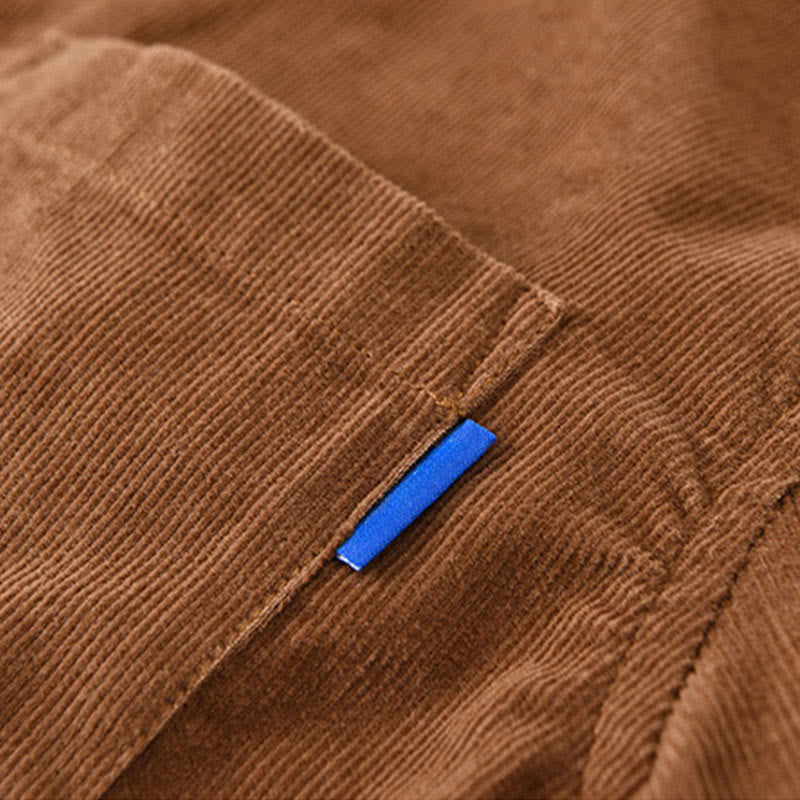 Veste à manches longues pour homme en velours côtelé de coton boutonnée et unie Buddha Stones - image 14