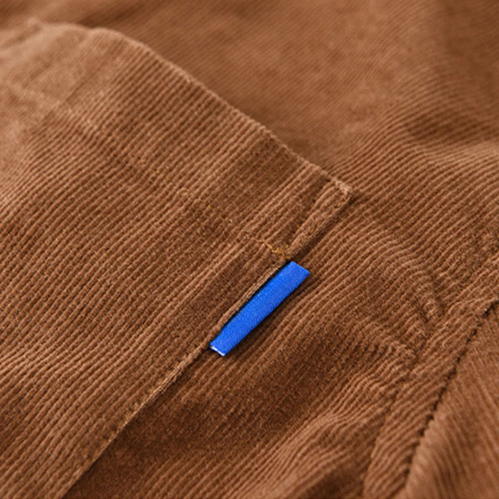 Veste à manches longues pour homme en velours côtelé de coton boutonnée et unie Buddha Stones - image 14