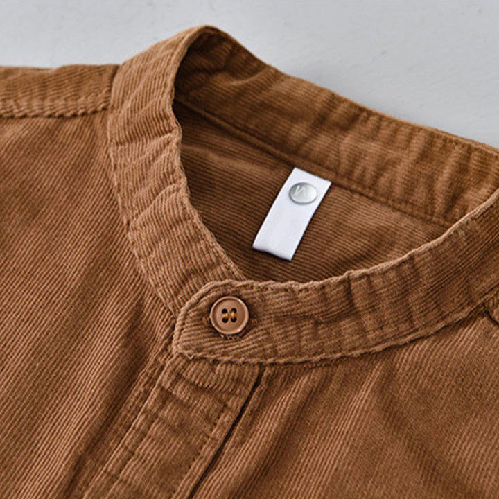 Veste à manches longues pour homme en velours côtelé de coton boutonnée et unie Buddha Stones - image 13