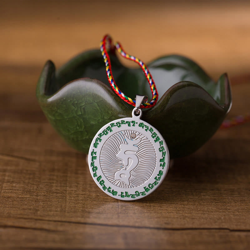 Collier pendentif en corde colorée en acier titane avec Buddha Stones Bodhisattva Tara - Bodhisattva Tara - image 0