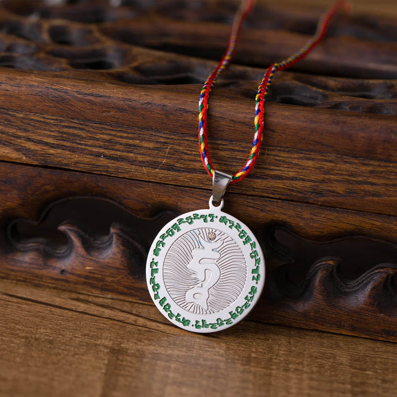 Collier pendentif en corde colorée en acier titane avec Buddha Stones Bodhisattva Tara - image 1