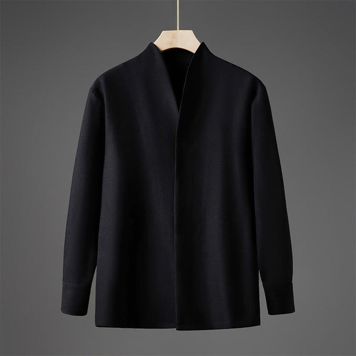 Chemises pour hommes à manches longues et demi-boutons cachés, motif Buddha Stones , couleur unie - Noir - US/UK/AU46，EU56 (5XL) - image 8