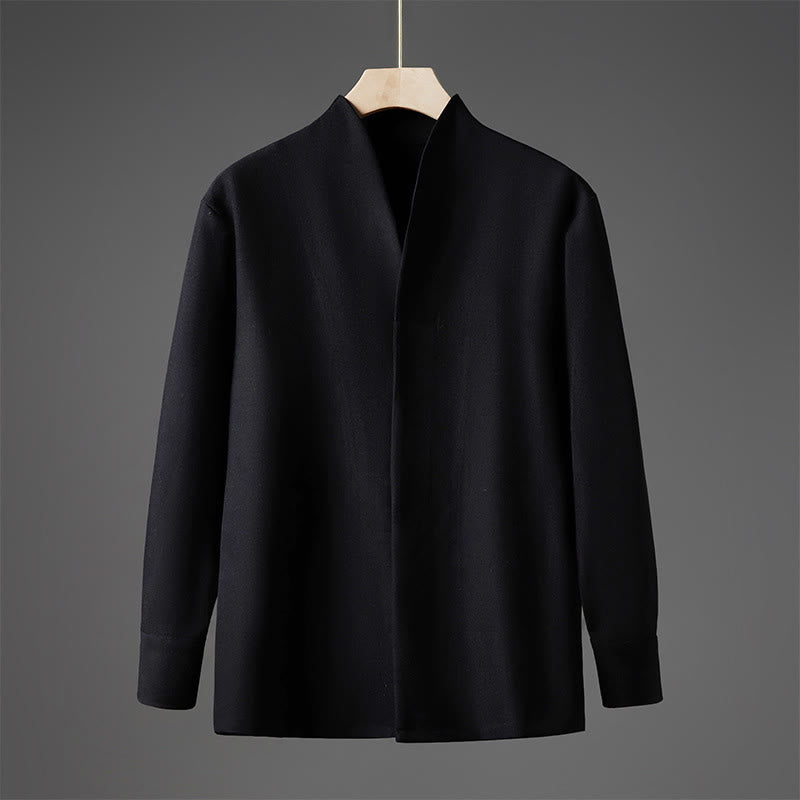 Chemises pour hommes à manches longues et demi-boutons cachés, motif Buddha Stones , couleur unie - Noir - US/UK/AU46，EU56 (5XL) - image 8