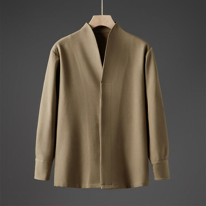 Chemises pour hommes à manches longues et demi-boutons cachés, motif Buddha Stones , couleur unie - DarkKhaki - US/UK/AU46，EU56 (5XL) - image 10