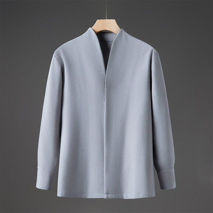 Chemises pour hommes à manches longues et demi-boutons cachés, motif Buddha Stones , couleur unie - Bleu clair - US/UK/AU46，EU56 (5XL) - image 13