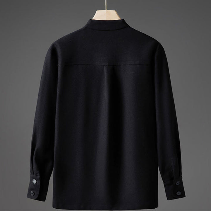 Chemises pour hommes à manches longues et demi-boutons cachés, motif Buddha Stones , couleur unie - image 9