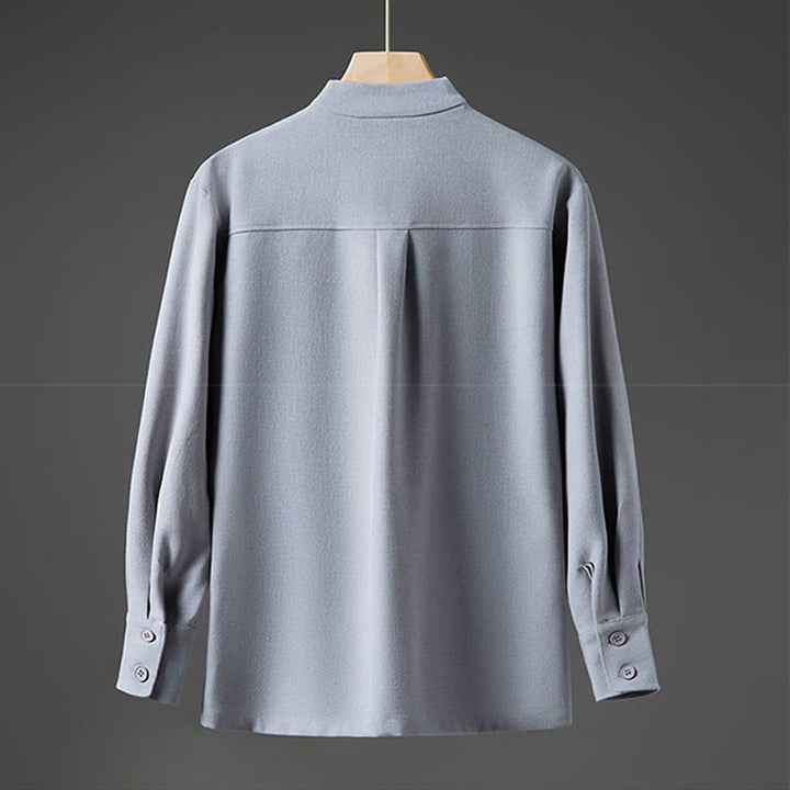 Chemises pour hommes à manches longues et demi-boutons cachés, motif Buddha Stones , couleur unie - image 14