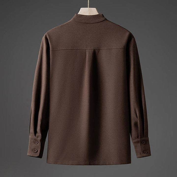 Chemises pour hommes à manches longues et demi-boutons cachés, motif Buddha Stones , couleur unie - image 16