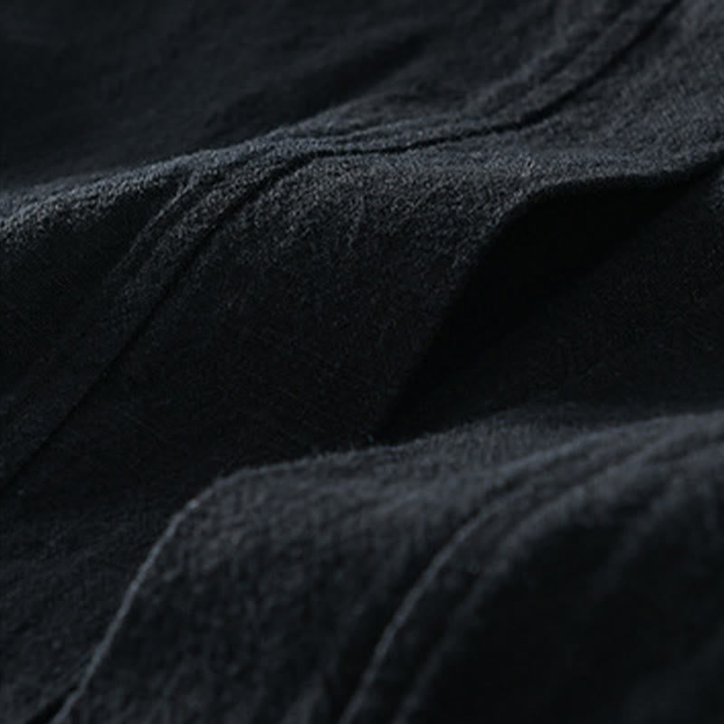 Chemises simples à manches longues et poches ouvertes sur le devant pour homme en coton ramie avec Buddha Stones - image 15