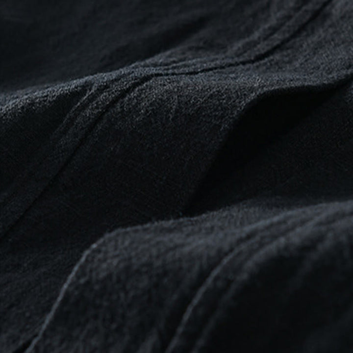 Chemises simples à manches longues et poches ouvertes sur le devant pour homme en coton ramie avec Buddha Stones - image 15