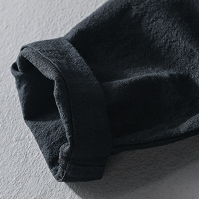 Chemises simples à manches longues et poches ouvertes sur le devant pour homme en coton ramie avec Buddha Stones - image 17