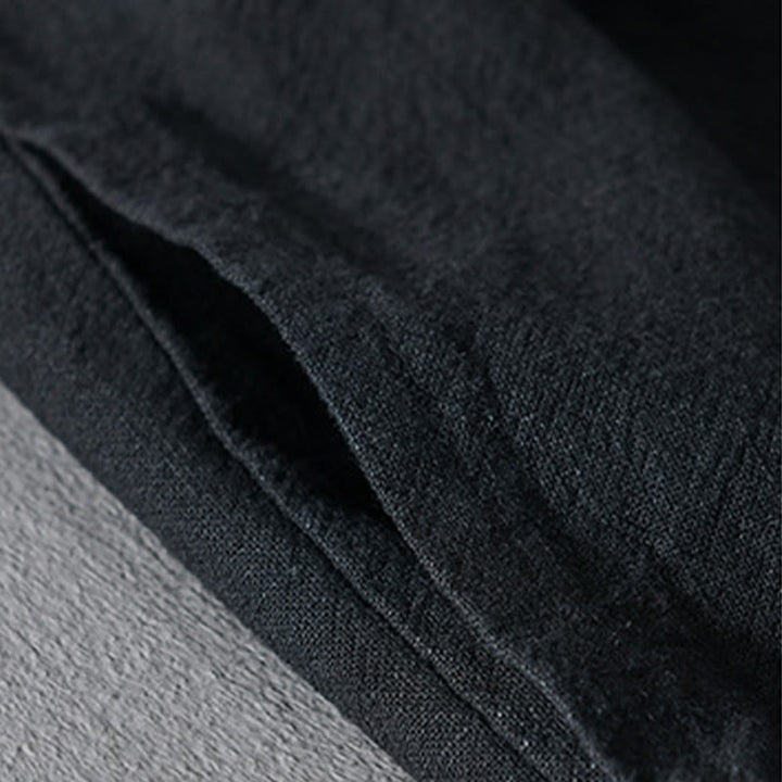 Chemises simples à manches longues et poches ouvertes sur le devant pour homme en coton ramie avec Buddha Stones - image 16