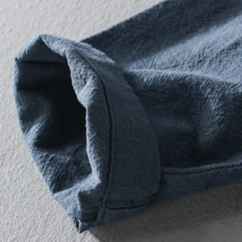 Chemises simples à manches longues et poches ouvertes sur le devant pour homme en coton ramie avec Buddha Stones - image 23